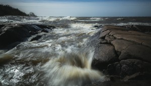 Rocks of Kallo. Shutter speed of 1/6th of a second was used to get some controlled motion blur, which should look good in timelapse sequence.